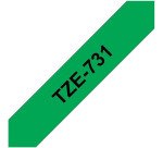 Ruban laminé Brother 12 mm TZE 731 encre noire sur fond vert