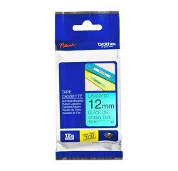 Gelamineerd lint Brother 12 mm TZE 731 groen met zwarte tekst