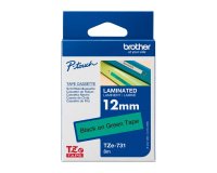 Ribbon laminated Brother 12 mm TZE 731 green with black writing