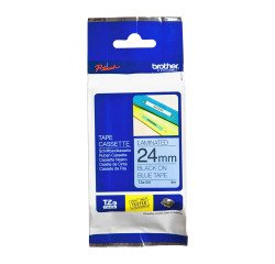 Gelamineerd lint Brother 24 mm TZE 551 blauw met zwarte tekst
