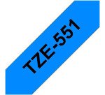 Ruban laminé Brother 24 mm TZE 551 écriture noire sur fond bleu