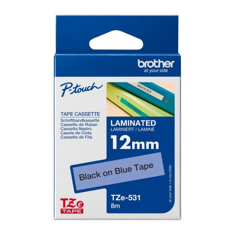 Cinta laminada Brother TZE 531 negro sobre azul 12 mm x 8m