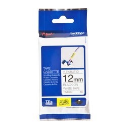 Gelamineerd lint flexibel Brother 12 mm TZEFX 231 wit met zwarte tekst