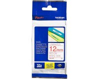 Cinta laminada rojo sobre blanco TZE 232 de 12 mm de Brother