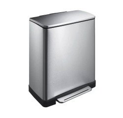 Poubelle à pédale tri sélectif E-Cube 28 + 18L - Inox brossé