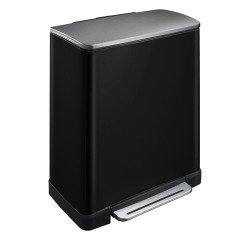 Poubelle à pédale tri sélectif E-Cube 28 + 18L - Noir