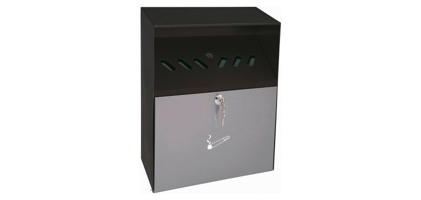 Cendrier mural avec toit de protection, en tôle d'acier