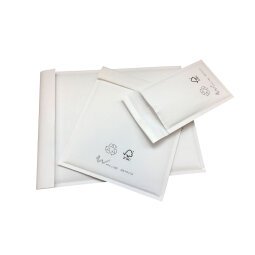 Sobres acolchados con burbuja de papel kraft blanco 180x265 Ecomax - Caja de 100