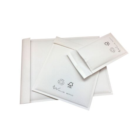 Sobres acolchados con burbuja de papel kraft blanco 220x265 Ecomax - Caja de 100