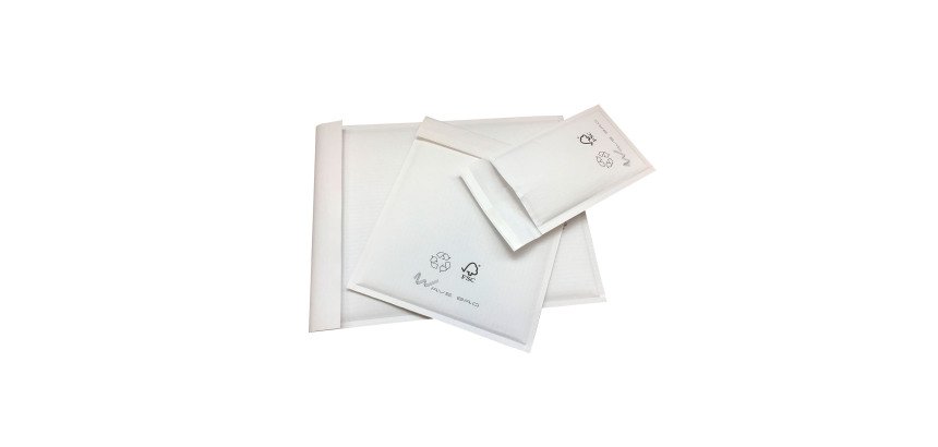 Sobres acolchados con burbuja de papel kraft blanco 220x265 Ecomax - Caja de 100