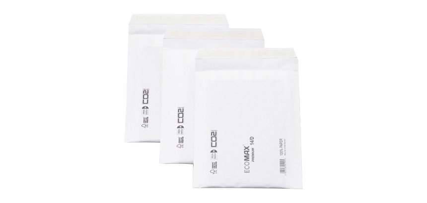 Sobres acolchados de papel wave bag kraft blanco 120x215 mm - Caja de 200