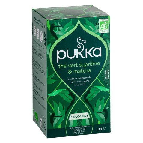 Thé Vert Suprême et Matcha Bio Pukka - Boîte de 20 sachets