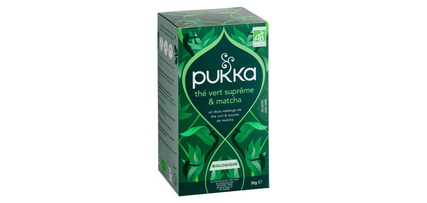 Thé Vert Suprême et Matcha Bio Pukka - Boîte de 20 sachets
