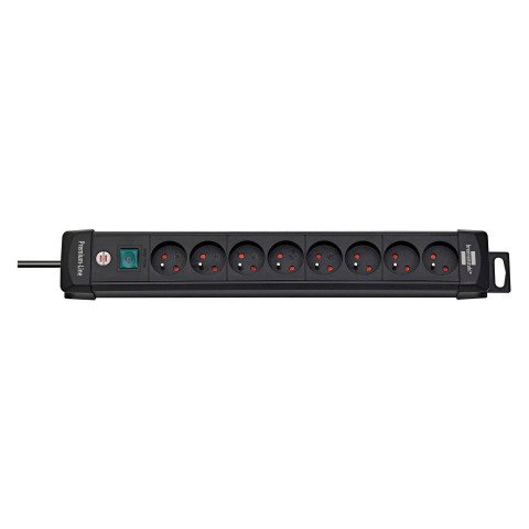 Regleta Premium Plus 8 tomas con interruptor 3 m negro