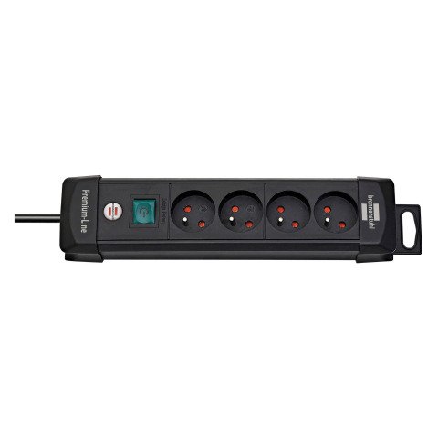 Regleta Premium Plus de 4 tomas con interruptor 1,8 m negro