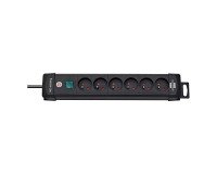 Regleta con 6 tomas de corriente 2P+T 16A/230V negro