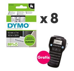 Dymo Offerta 8 nastri D1 12mm nero su bianco + 1 Etichettatrice Label Manager 160 compresa nel prezzo