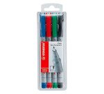 Stylo-feutre stabilo ohp pen soluble pointe fine 0.7mm couleurs assorties pochette 4 unités