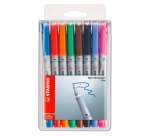 Stylo-feutre stabilo ohp pen soluble pointe fine 0.7mm multi-supports effaçable grip ergonomique pochette assortie 8u