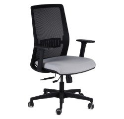 Sedia Model One con schienale in rete nero e seduta grigio chiaro