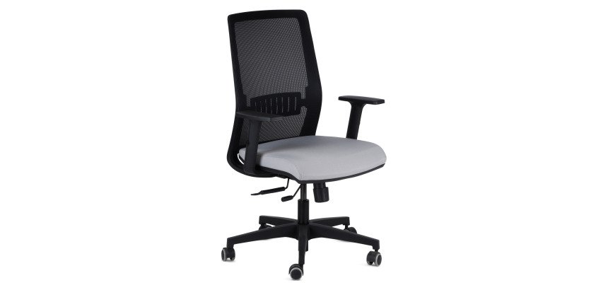 Sedia Model One con schienale in rete nero e seduta colorata