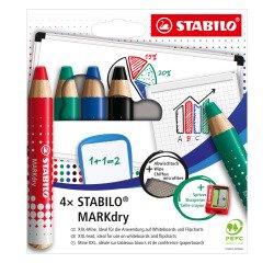 Set matitoni per lavagne bianche, fogli mobili e ardesia Stabilo MarkDRY