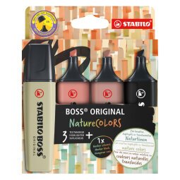 Evidenziatori Stabilo Boss Original NatureColors assorti 4 unità (3 evidenziatori e 1 marcatore nero)