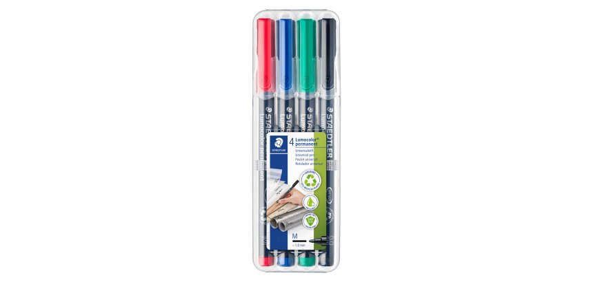 STAEDTLER 317WP4 OHP Marker Medium Round Assorted Pack of 4