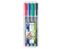 STAEDTLER Permanent Marker Lumocolor permanent universal pen box Round tip Red, Blue, Green, Black Box 4