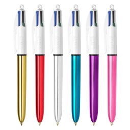 Penne a sfera Bic 4 colori Shine fusto in colori assortiti 12 pezzi