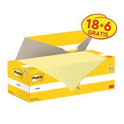 Confezione convenienza 18 blocchetti con adesivo standard 76x76 mm giallo Canary e 6 in omaggio