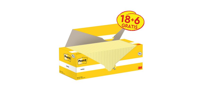 Confezione convenienza 18 blocchetti con adesivo standard 76x76 mm giallo Canary e 6 in omaggio