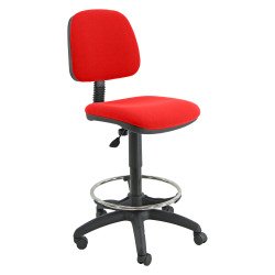 Sgabello disegnatore in tessuto con anello poggiapiedi colore rosso