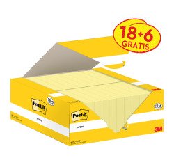Confezione convenienza 18 blocchetti con adesivo standard 38x51 mm giallo Canary e 6 in omaggio