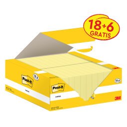 Confezione convenienza 18 blocchetti con adesivo standard 38x51 mm giallo Canary e 6 in omaggio