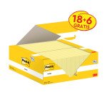 Confezione convenienza 18 blocchetti con adesivo standard 38x51 mm giallo Canary e 6 in omaggio