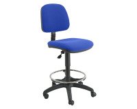Sgabello disegnatore in tessuto con anello poggiapiedi colore blu