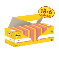 Confezione convenienza 18 blocchetti con adesivo standard 76x76 mm colorata e 6 in omaggio