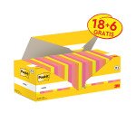 Confezione convenienza 18 blocchetti con adesivo standard 76x76 mm colorata e 6 in omaggio