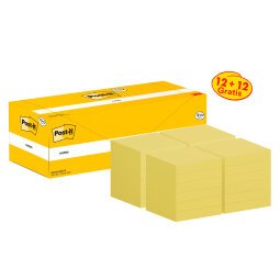 Confezione convenienza 12 blocchetti con adesivo standard 76x76 mm giallo Canary e 12 in omaggio