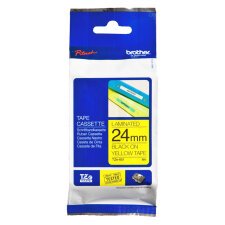 Gelamineerd lint Brother 24 mm TZE 651 geel met zwarte tekst