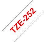 Ruban laminé Brother 24 mm TZE 252 écriture rouge fond blanc