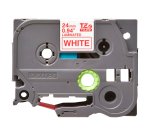 Ruban laminé Brother 24 mm TZE 252 écriture rouge fond blanc