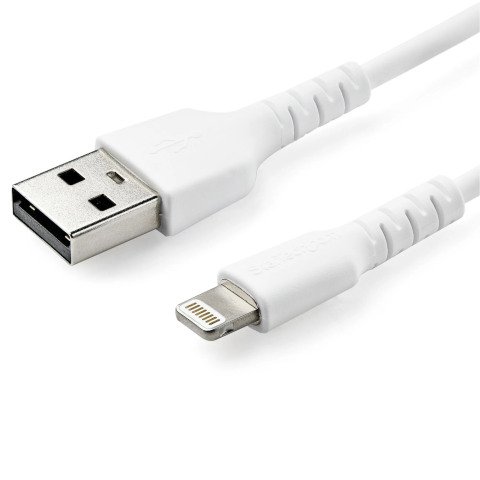 Cable USB-A a Lightning de carga y sincronización de fibra de aramida resistente de color blanco de 1 m de StarTech.com