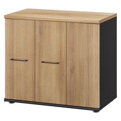 Armario bajo Quarta Plus Alto 71 cm 1 puerta batiente 2 puertas plegables roble