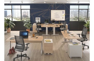 Scrivania dritta L160 cm piedi in metallo antracite Quarta Plus