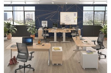 Bureau droit Quarta Plus piètement Métal