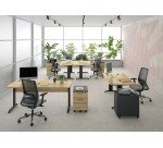 Bureau d'angle compact Jazz L 160 cm retour à droite piètement métal