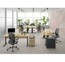 Mesa compacta Quarta Plus An 160 cm patas metal L ala derecha