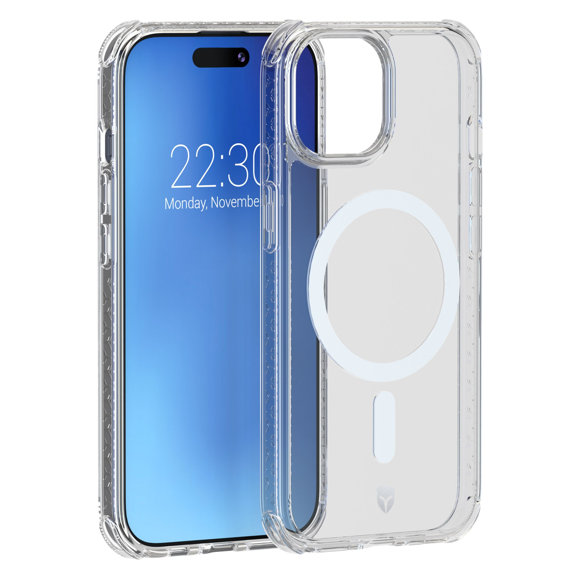 Coque Semi-rigide Mooov Pour IPhone 15 Plus - Bleu Acier, Compatible MagSafe, Neuve